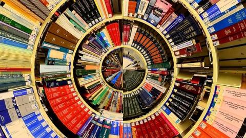 Abstract image of some circular bookshelves